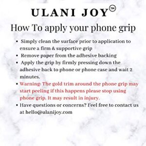 ULANI JOY Medium/Large Clear/White Agate Crystal Druzy Quartz Phone Grip Phone, Easy Grip for Large Phone| Fresh New Look | Stand Holder for Large Smart Phones and Tablets