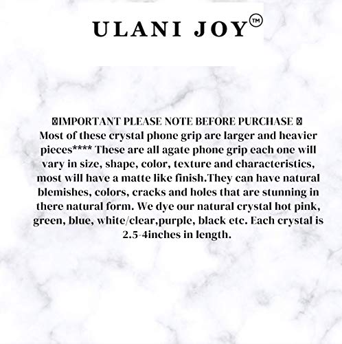 ULANI JOY Medium/Large Clear/White Agate Crystal Druzy Quartz Phone Grip Phone, Easy Grip for Large Phone| Fresh New Look | Stand Holder for Large Smart Phones and Tablets