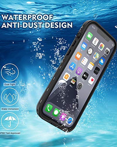 LOVE BEIDI Design for iPhone 12 Pro Max Waterproof case 6.7'', Full Body Shockproof case for iPhone 12 Pro Max Case with Screen Protector, Dust Proof Phone Case Cover for iPhone 12 Pro Max (Black)