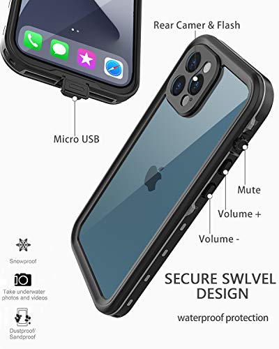 LOVE BEIDI Design for iPhone 12 Pro Max Waterproof case 6.7'', Full Body Shockproof case for iPhone 12 Pro Max Case with Screen Protector, Dust Proof Phone Case Cover for iPhone 12 Pro Max (Black)