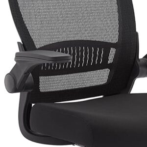 Amazon Basics Ergonomic Adjustable High-Back Mesh Chair with Flip-Up Arms and Headrest, Upholstered Mesh Seat - Black