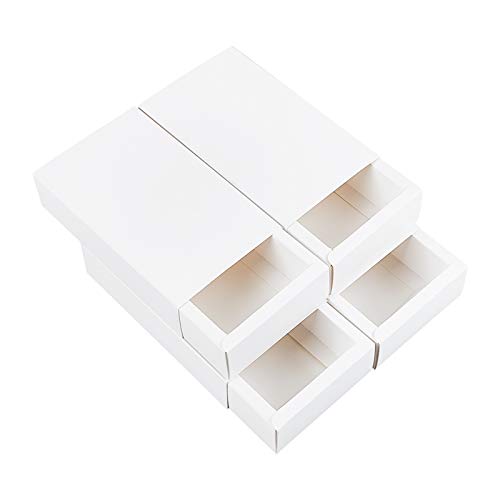 BENECREAT 16 Pack Kraft Paper Drawer Box 6.5x4.5x1.7" Festival Gift Wrapping Boxes Soap Jewelry Candy Weeding Party Favors Gift Packaging Boxes, White