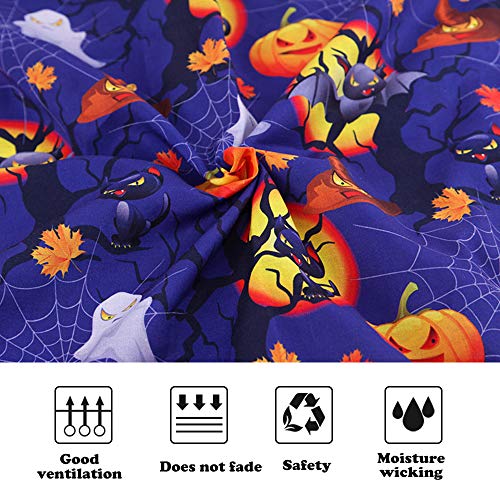 Junejour 6pcs Halloween Style Cotton Craft Fabric 25cm x 25cm Sewing Patchwork Cloths DIY Craft Squares Fabric Halloween Pumpkin Ghost Floral Pattern for DIY Art Crafts