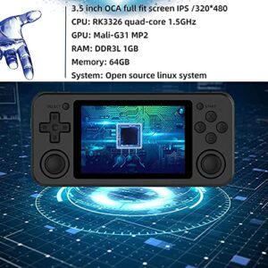 RG351P Handheld Game Console, Retro Game Console Open Source System RK3326 Chip, Free with 64G TF Card and 2500 Classic Game Video Game Console 3.5 Inch IPS Screen Built-in 3500mAh Battery