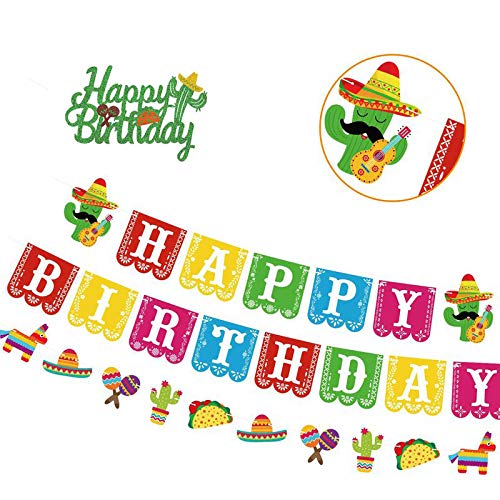 Mexican Themed Birthday Party Supplies Kit Fiesta Taco Party Decorations For Kid Include Banner Cake Topper Party Supplies Set 40Pce By Heidaman