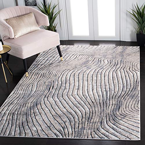 SAFAVIEH Lagoon Collection 5'5" x 7'7" Beige/Grey LGN178B Distressed Non-Shedding Living Room Bedroom Dining Home Office Area Rug