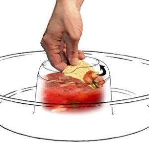 Jokari Less Mess Drip Free Chips and Dip 14 Inch Serving Bowl. Rimmed Platter to Scrape Extra Dip, Sauce, Queso, Salsa Guac or Dressing Off Chips, Fruit, Veggies, Soft or Hard Pretzels, Wings and More