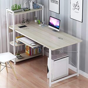 TOPYL Computer Desk with Shelves,Modern Writing Desk with Storage Bookshelf Reversible Study Office Table,Easy to Assemble