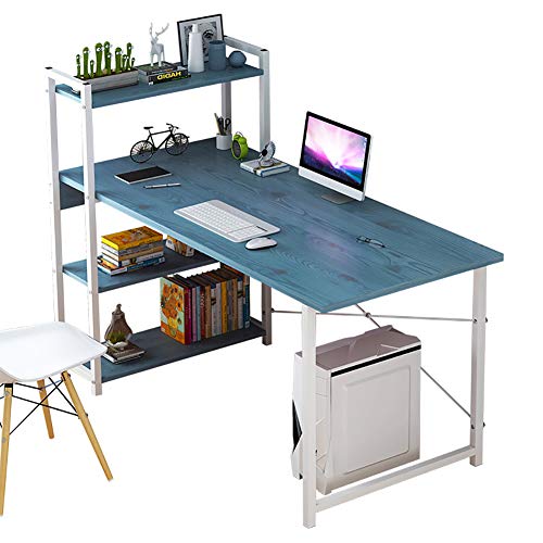 TOPYL Computer Desk with Shelves,Modern Writing Desk with Storage Bookshelf Reversible Study Office Table,Easy to Assemble