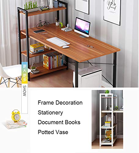 TOPYL Computer Desk with Shelves,Modern Writing Desk with Storage Bookshelf Reversible Study Office Table,Easy to Assemble