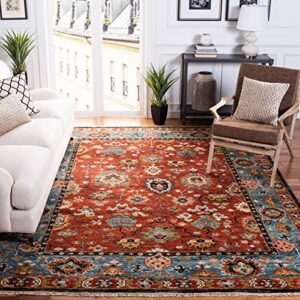 safavieh samarkand collection 10' x 14' red/blue srk117q hand-knotted traditional oriental premium wool area rug