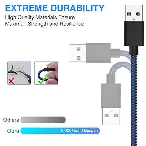 ANDTOBO USB 3.0 A to A Male Cable 3.3 FT, USB 3.0 Male to Male Cable Double End USB Cord Compatible with Hard Drive Enclosures DVD Player Laptop Cooler - Blue