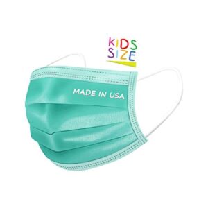 dermsource made in usa - kids 3-layer disposable face masks - breathable face covering for boys and girls (25 kids masks - green)