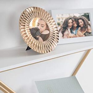 Kate and Laurel Lintz Glam Octagon Wall Shelf, 24 x 24, White and Gold, Modern 4-Tier Geometric Shelves for Wall