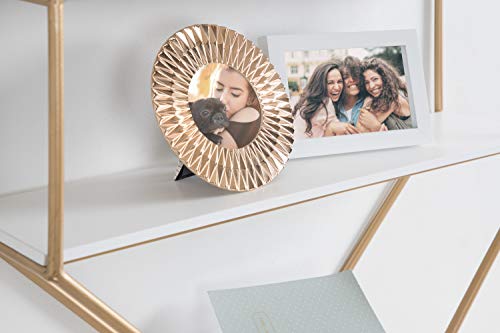 Kate and Laurel Lintz Glam Octagon Wall Shelf, 24 x 24, White and Gold, Modern 4-Tier Geometric Shelves for Wall