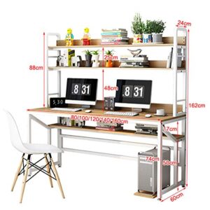 Computer Desk with 3-Tier Bookshelves,47 Inches Gaming Desk with Adjustable Shelves,Writing Desk Pc Table Workstation for Home Office