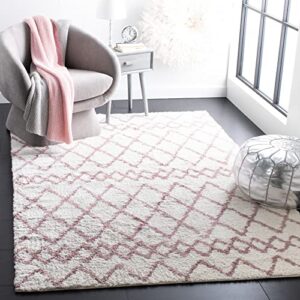 SAFAVIEH Berber Shag Collection 3' Square Light Grey/Cream BER165B Moroccan Non-Shedding Living Room Bedroom Dining Room Entryway Plush 1.25-inch Thick Area Rug
