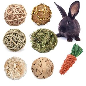 cooshou small animals play balls rabbit rolling activity toys bunny chewing & gnawing treats toys for guinea pigs, rabbits, chinchilla, hamsters 7pcs
