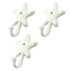 my mironey white starfish single hook sea star shaped wall hooks coat key hat towel robe hooks wall hangers wall mounted decorative hooks with screws pack of 3
