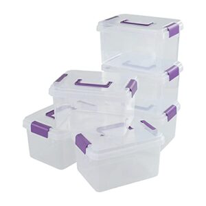 sandmovie 5.5 qt storage bins with lids, clear plastic storage tote, 6-pack