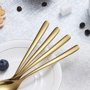 Gold Coffee Spoons 4 Pieces, Homquen 5.5" Modern Design Stainless Steel Demitasse Espresso Spoons Set, Mini Small Spoon Silver Dishwasher Safe