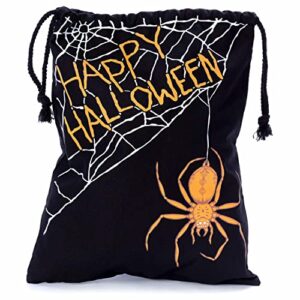 halloween trick or treat candy bag | washable canvas tote bag | drawstring bag for halloween candy | spider