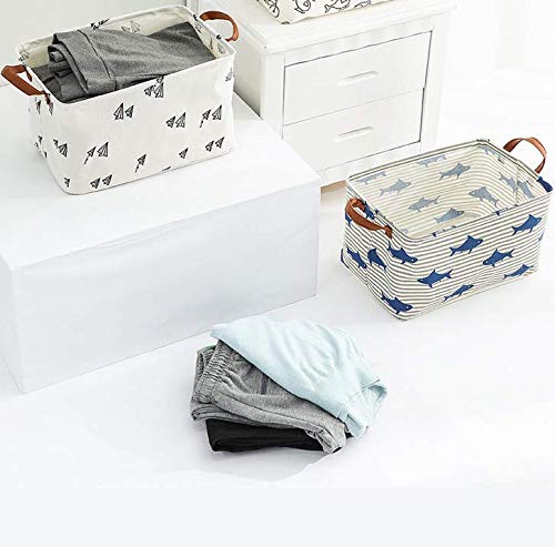 Cotton Linen Laundry Basket Household Dirty Clothes Hamper Collapsible Storage Bags with Handles, Water-Resistant Nursery Bottom, Ideal Organizer Bins for Bedroom, Closets, Kid Toys, Snacks, Cosmetic