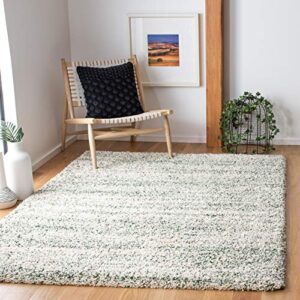 safavieh hudson shag collection 5'1" x 7'6" ivory / green sgh295x modern abstract non-shedding living room bedroom dining room entryway plush 2-inch thick area rug
