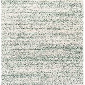 SAFAVIEH Hudson Shag Collection 5'1" x 7'6" Ivory / Green SGH295X Modern Abstract Non-Shedding Living Room Bedroom Dining Room Entryway Plush 2-inch Thick Area Rug