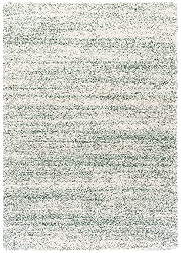 SAFAVIEH Hudson Shag Collection 5'1" x 7'6" Ivory / Green SGH295X Modern Abstract Non-Shedding Living Room Bedroom Dining Room Entryway Plush 2-inch Thick Area Rug