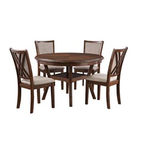 new classic furniture amy 5-piece dining table set, brown cherry