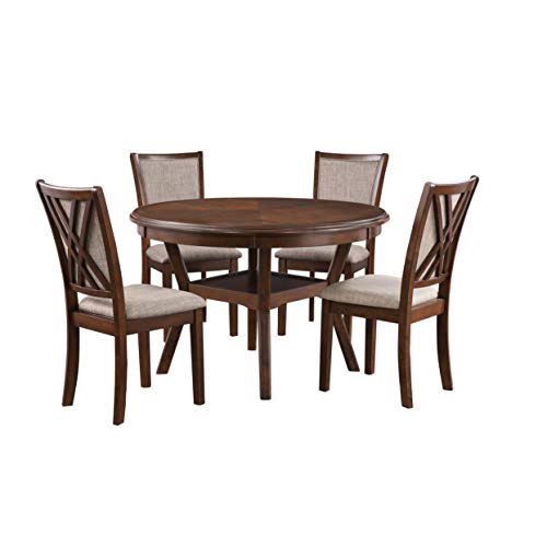 New Classic Furniture Amy 5-Piece Dining Table Set, Brown Cherry