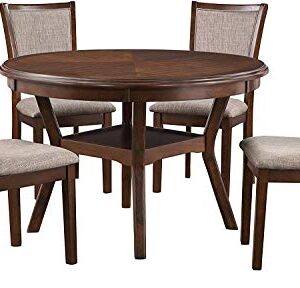 New Classic Furniture Amy 5-Piece Dining Table Set, Brown Cherry