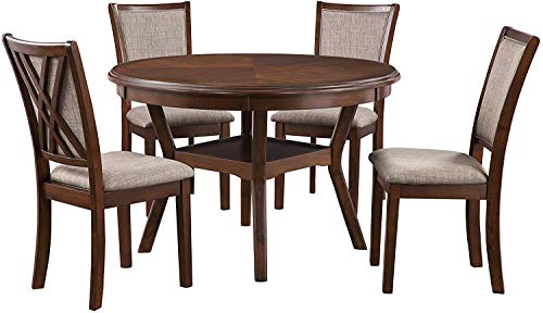 New Classic Furniture Amy 5-Piece Dining Table Set, Brown Cherry