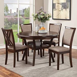 New Classic Furniture Amy 5-Piece Dining Table Set, Brown Cherry