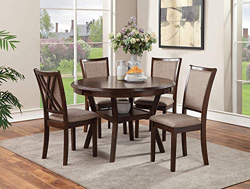 New Classic Furniture Amy 5-Piece Dining Table Set, Brown Cherry