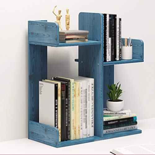 Storage Rack Bookshelf Magazine Rack Shelf Partition Stratification Desktop Office Desk Home Dormitory 40X18X47CM MUMUJIN (Color : Blue)