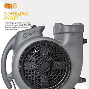 cho Air Mover Durable Lightweight Carpet Dryer Utility Blower Floor Fan for Janitorial Cleaner Home Commercial (Grey, 1 HP)