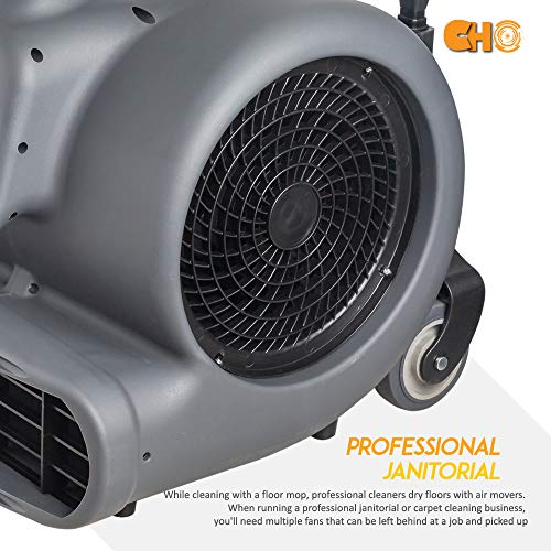 cho Air Mover Durable Lightweight Carpet Dryer Utility Blower Floor Fan for Janitorial Cleaner Home Commercial (Grey, 1 HP)