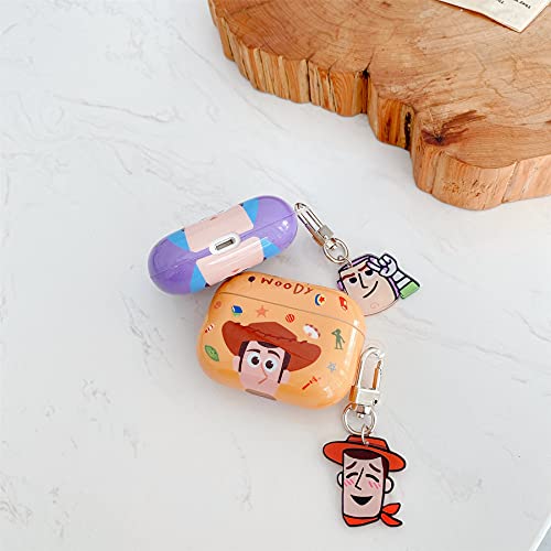 Soft TPU Cute AirPod Pro Case Cover for Apple AirPods 2019 with Charm Keychain Clip Buzz The Lightyear Purple Color Toy Story Pixar Disney Cartoon Cool Fun Special Kids Girls Boys Daughter Son