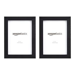 Amazon Basics Photo Picture Frame - 5" x 7", Black - Pack of 2 & Photo Picture Frame - 4" x 6", Black - Pack of 2