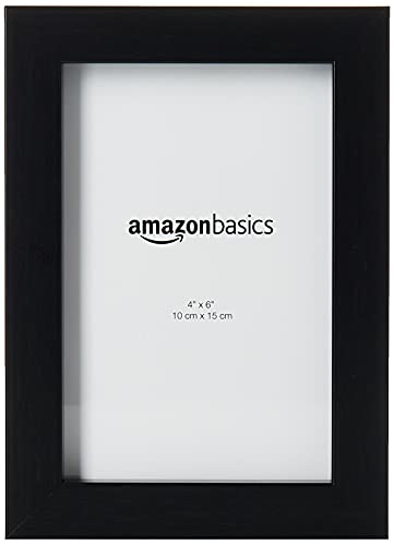 Amazon Basics Photo Picture Frame - 5" x 7", Black - Pack of 2 & Photo Picture Frame - 4" x 6", Black - Pack of 2