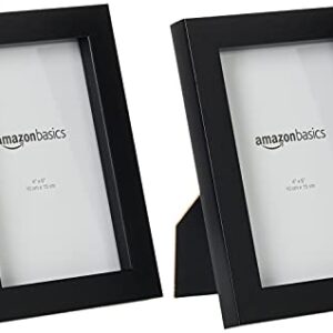 Amazon Basics Photo Picture Frame - 5" x 7", Black - Pack of 2 & Photo Picture Frame - 4" x 6", Black - Pack of 2