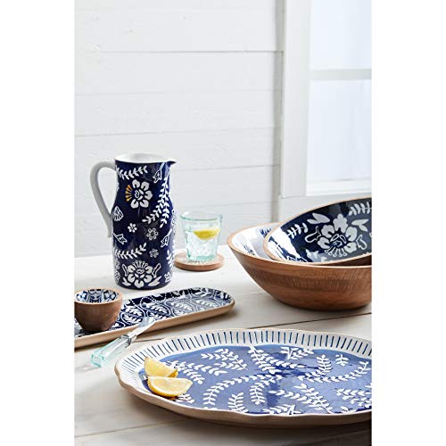 Mud Pie Indigo Round Nested Platters, small 12" dia | large 14" dia, Blue