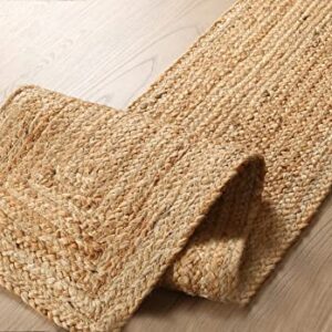 Reversible Jute Braided Table Runner, Farmhouse Jute Burlap Table Runner, Natural Jute Braided Table Runner, Organic Eco-Friendly Rustic Vintage Dining Table Runner- 13x72 Inch - Natural
