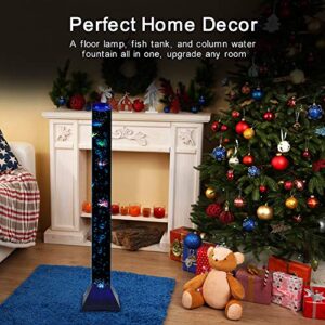 4FT LED Bubble Tube Floor Lamp Extra Large Aquarium Lamp with 10 Fish and Remote Control 20 Light Changes Tall Water Tower Tank Night Light for Bedroom Office Gift for Kids Men Women