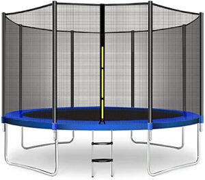 calmmax trampoline 12ft jump recreational trampolines with enclosure net - astm approved - combo bounce outdoor trampoline for kids family happy time