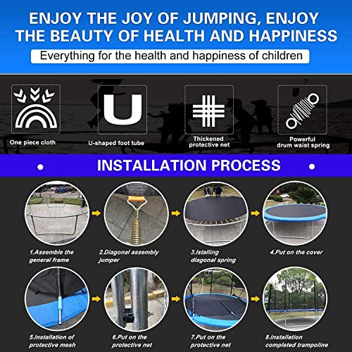 CalmMax Trampoline 12FT Jump Recreational Trampolines with Enclosure Net - ASTM Approved - Combo Bounce Outdoor Trampoline for Kids Family Happy Time