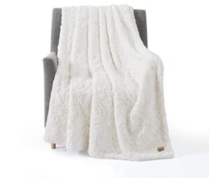 ugg 10483 adalee soft faux fur reversible accent throw blanket luxury cozy fluffy fuzzy hotel style luxurious home decor soft luxurious blankets for couch, 70 x 50-inch, natural