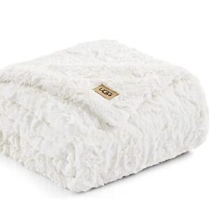 UGG 10483 Adalee Soft Faux Fur Reversible Accent Throw Blanket Luxury Cozy Fluffy Fuzzy Hotel Style Luxurious Home Decor Soft Luxurious Blankets for Couch, 70 x 50-Inch, Natural